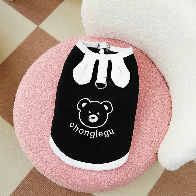 

Жилет для собак Одежда для собак Милая летняя футболка с принтом медведя Черно-белая футболка с изображением щенка Одежда для собак Чихуахуа Бишон M