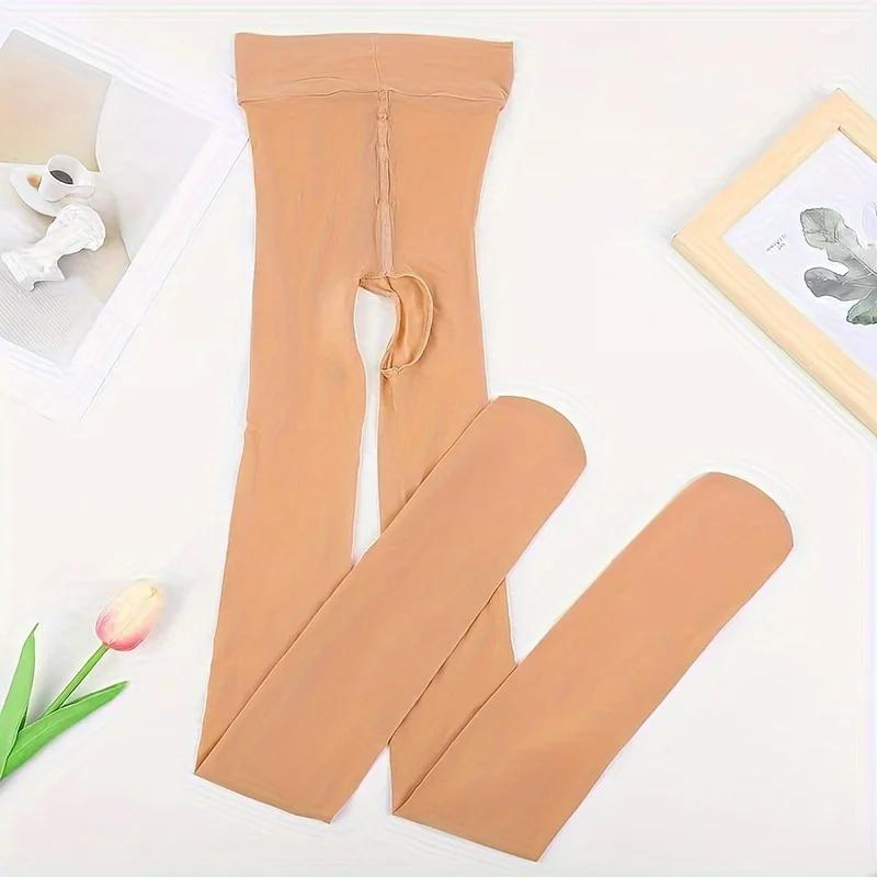 1 Pair of Solid Color Open Pantyhose 8D Smooth Pantyhose Oil Gloss Pantyhose High Waist Pantyhose Sexy Pantyhose Tights Female