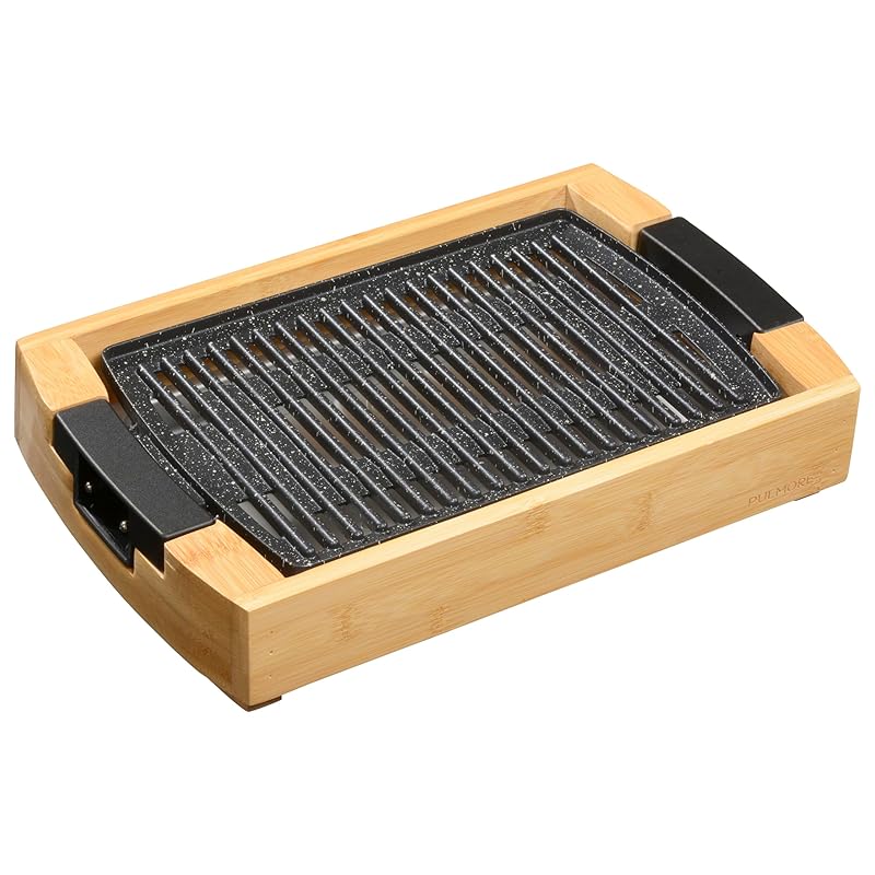 

Ohm Electric PULMORE hot plate Yakiniku compact plate mini grill plate bamboo Fashionable COK-YHP100A-M 08-1463 OHM