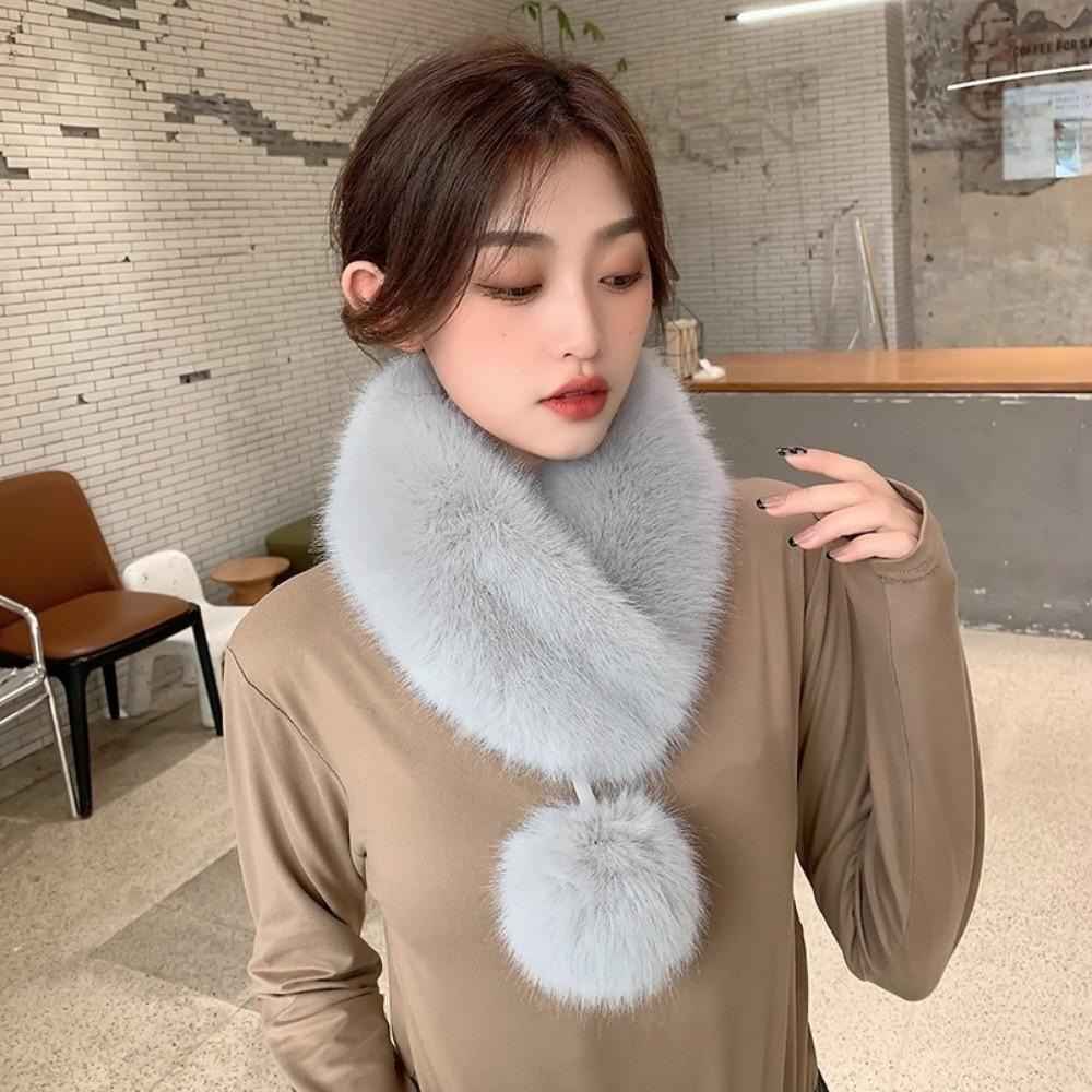 Magnetic Plush Scarf Thickened Cross Neck Warmer Neck Cover Imitation Fur Scarf  Winter