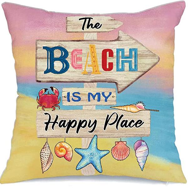 Summer Hot Style Ocean Style Pillow Beach Shell Pattern Blue Pillow Case Home Sofa Pillow Case Cushion Cover