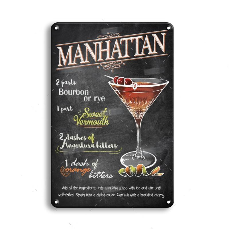 Vintage Metal Tin Sign Decorations Gin & Tonic Cocktail Plate Decorative Poster Plaque Bar Kitchen Home Wall Decor 8 X 12 Inch