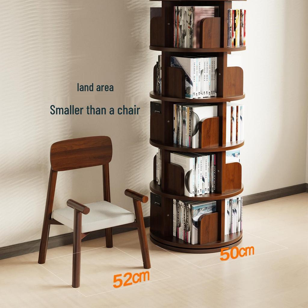 Solid Wood Rotating Bookshelf and Toy Storage for Kids