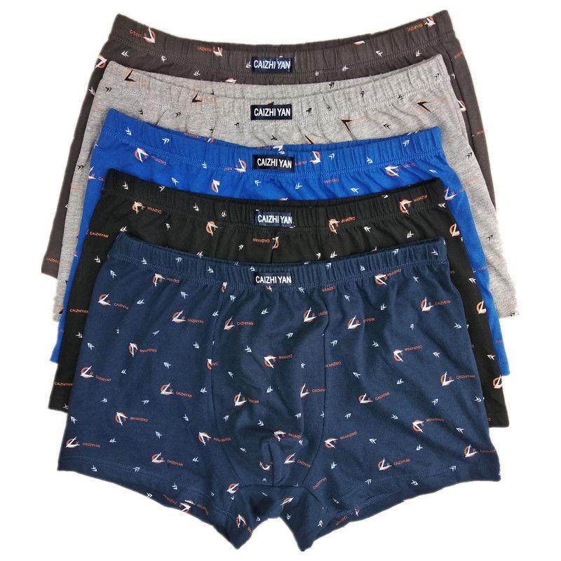 5 Stück 100 % Baumwolle Herren-Unterwäsche, atmungsaktive Boxershorts, schweißableitende Hosen, bequeme Boxershorts in Übergröße