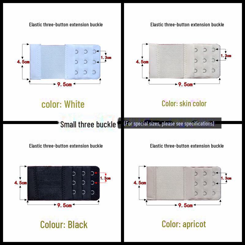 Elastic Three-Row Three-Button Bra Extender with Stainless Steel Buckle