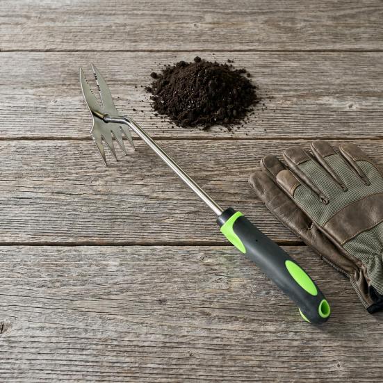 2-in-1 Weed Puller, Heavy Duty Stainless Steel Hand Weeder, Weeding Tool with Ergonomic Non-Slip Handle, Hand Tool for Uprooting Lawn Yard Garden