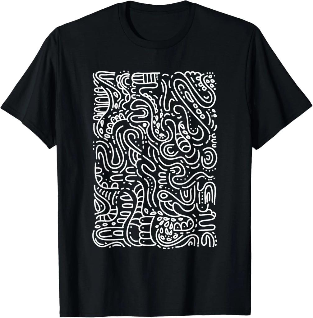Abstract Doodle Art-Work Line Pattern Cool Novelty Gifts T-Shirt