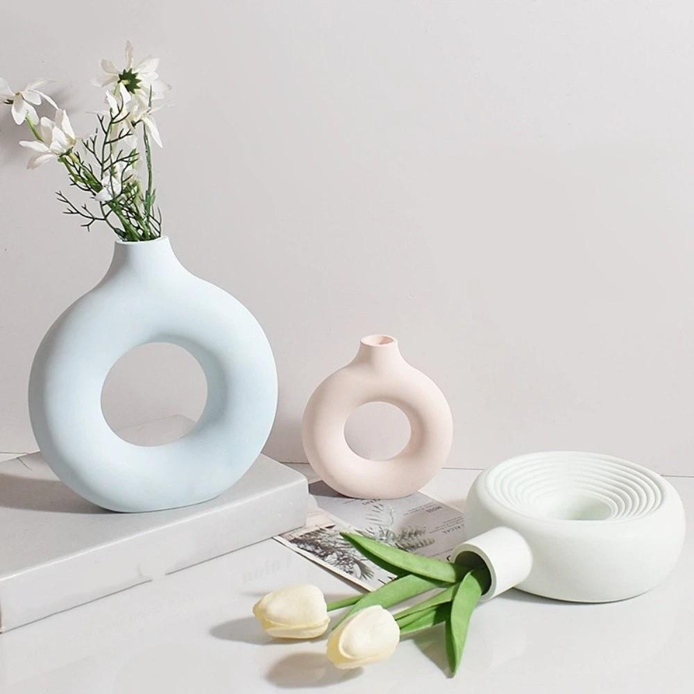 Oval Stripe Flower Pot Mold Hollow Out Gypsum Mold Reusable Mold Silicone Vase Mold  Living Room