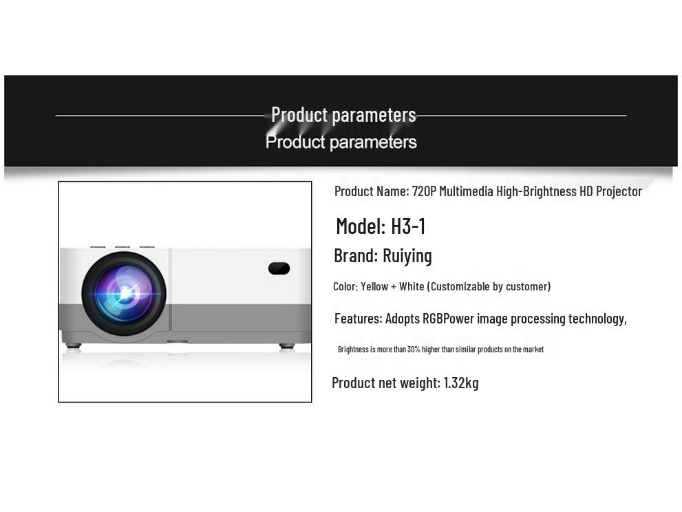 720P HD H3 Portable Home Projector for Living Room & Bedroom