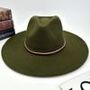 Hot autumn and winter new European and American style monochrome men's and women's belt hats simple woolen flat brim big edge jazz hats