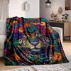 1pc Leopard Floral Print Soft & Warm Polyester Knit Blanket, Digital Printed, All-Season Throw for Napping, Traveling, Sofa Yy250906044