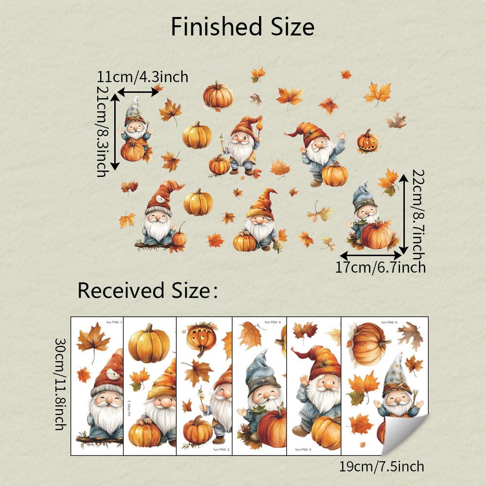 

Мультяшные гномы тыква кленовые листья балкон стеклянная витрина украшение для дома статические наклейки на окна