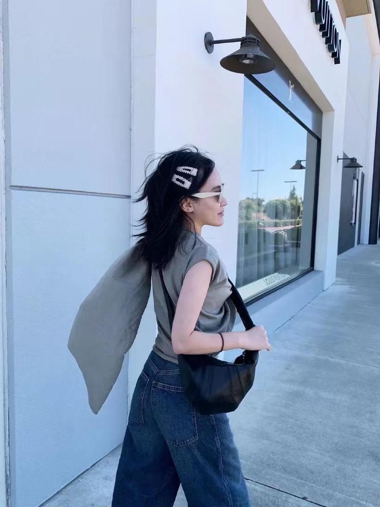 French Lambskin Croissant Leather Crossbody Bag - Women's Dumpling Style