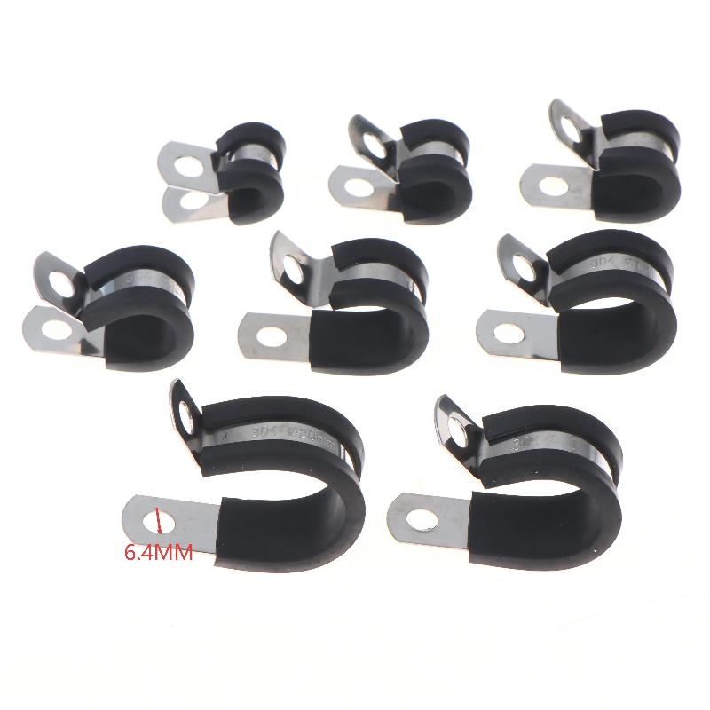 10Pcs Stainless Steel Cable Clamp 6-20mm Insulated Wire Hose Mounting Clip for Off-Road Vehicle Wiring Plumbing Repairs