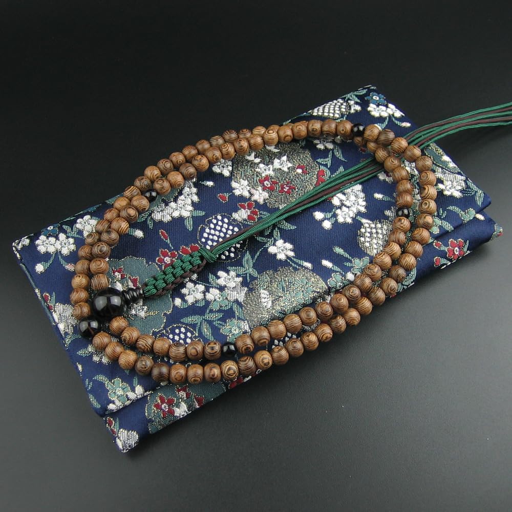 [WONDERFUL LOTUS] Rinzai Zen Buddhist Prayer Beads for Men, 108 Beads, 108 Beads, Double-Ringed Prayer Beads, Natural Stone, Brown Quartz, Gift, for