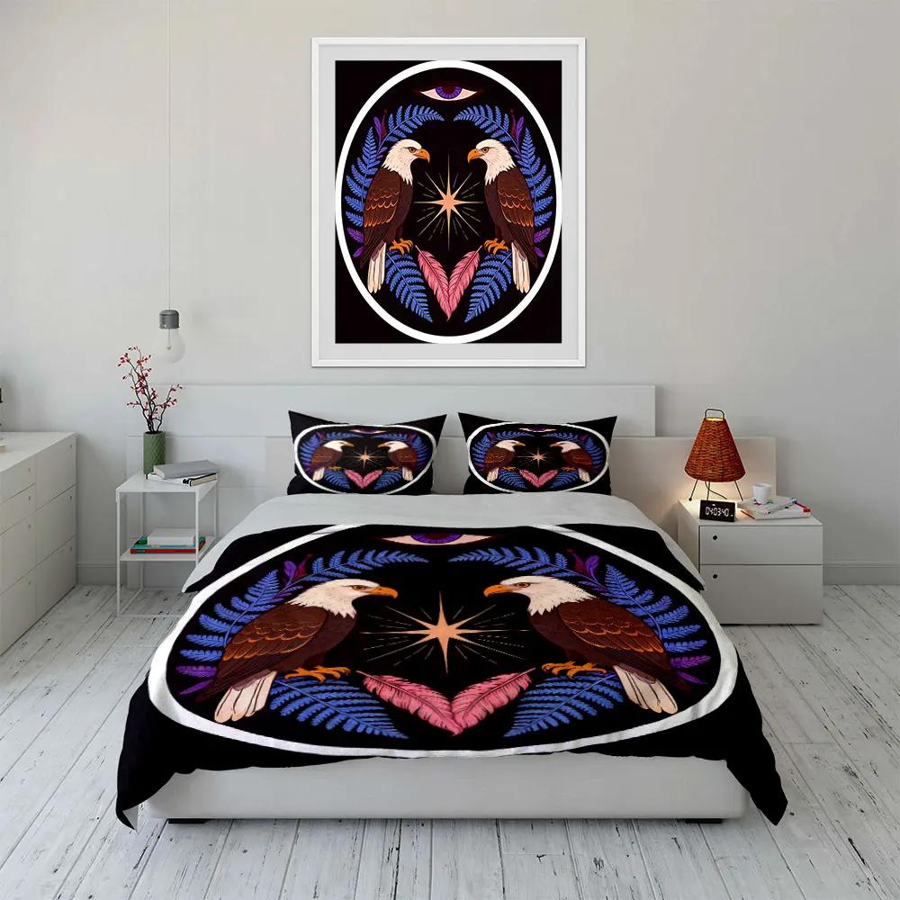 Eagle Artwork Wall Decor Set Soft Comfortable Duvet Cover Bedding Set Included 1*Duvet Cover & 2*Pillowcases Gift
