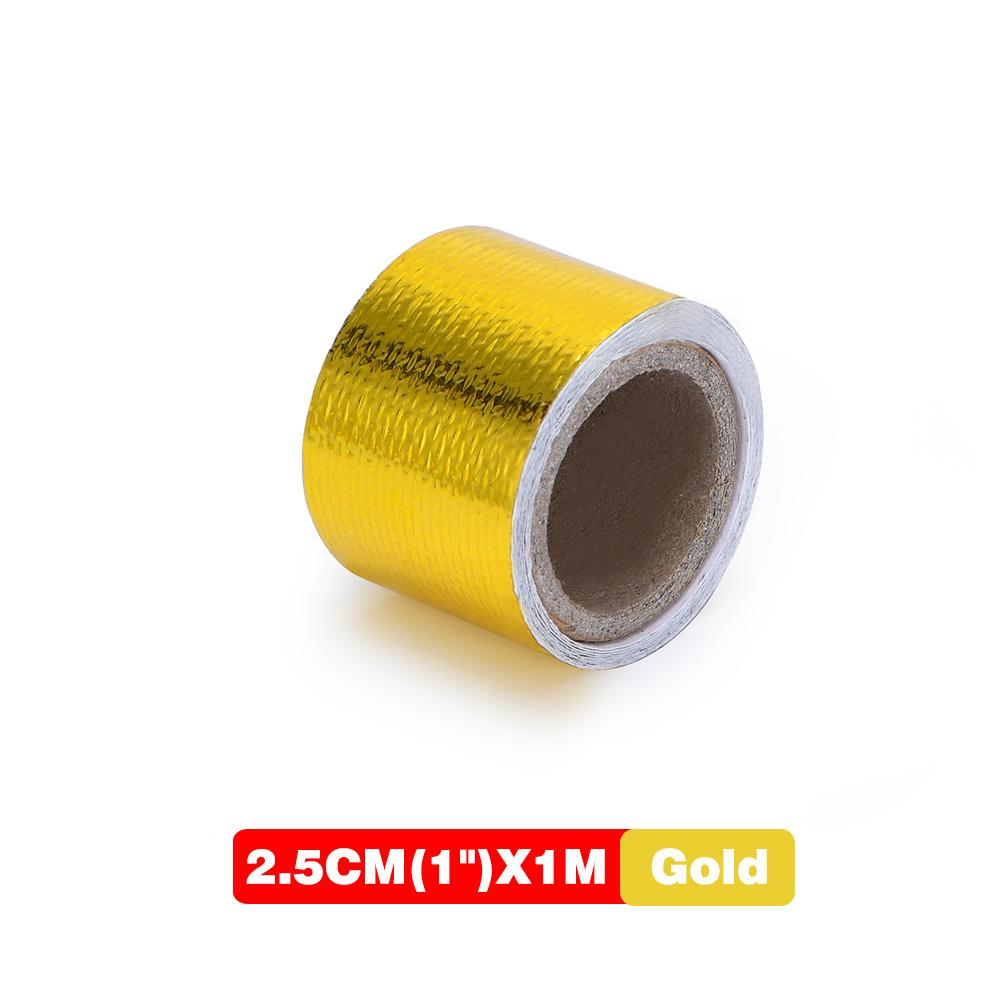 A Gold 1   Thermal exhaust Tape Air Intake Heat Insulation Shield Wrap Reflective Heat Barrier Self Adhesive Engine 1 Inch 5/10M Multi-piece