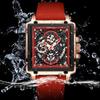 Men's Sports Chronograph Wrist Watch For Men Army Silicone Strap Square Quartz Stop Watch