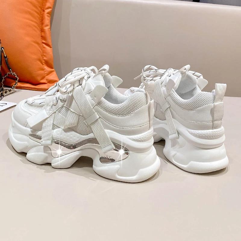 Fashion Women Platform Sneakers 6CM Sping Breathable Mesh Chunky Casual Dad Shoes Sports Vulcanized Shoes Woman Colorful Female Sneakers