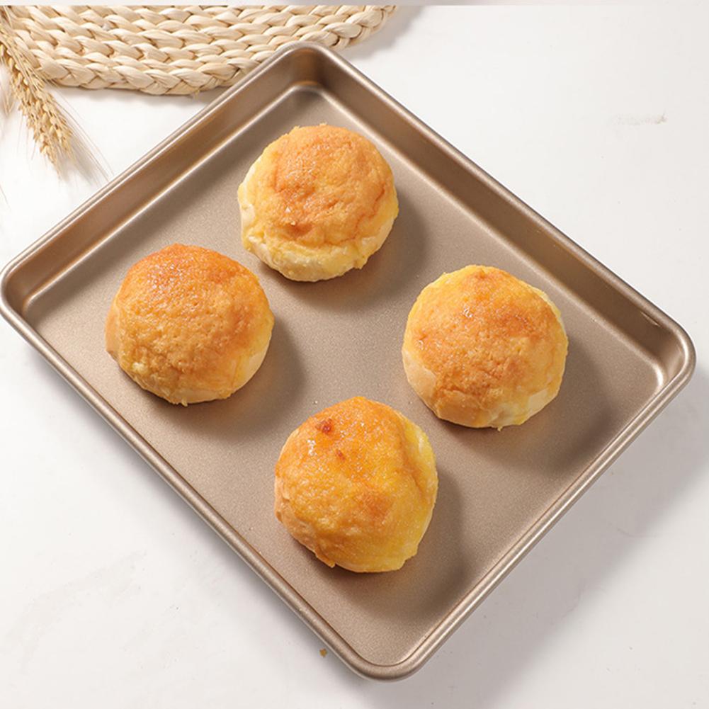 Gold 1pcs Baking Tray Roasting Pan Convenient Heat Conduction Oil Saving Premium Carbon Steel Safe Square Cake Tin