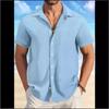 Men's Fashion Summer Buttoned Top Slim Fit Business T-shirt Short Sleeve Turn Down Collar Shirt