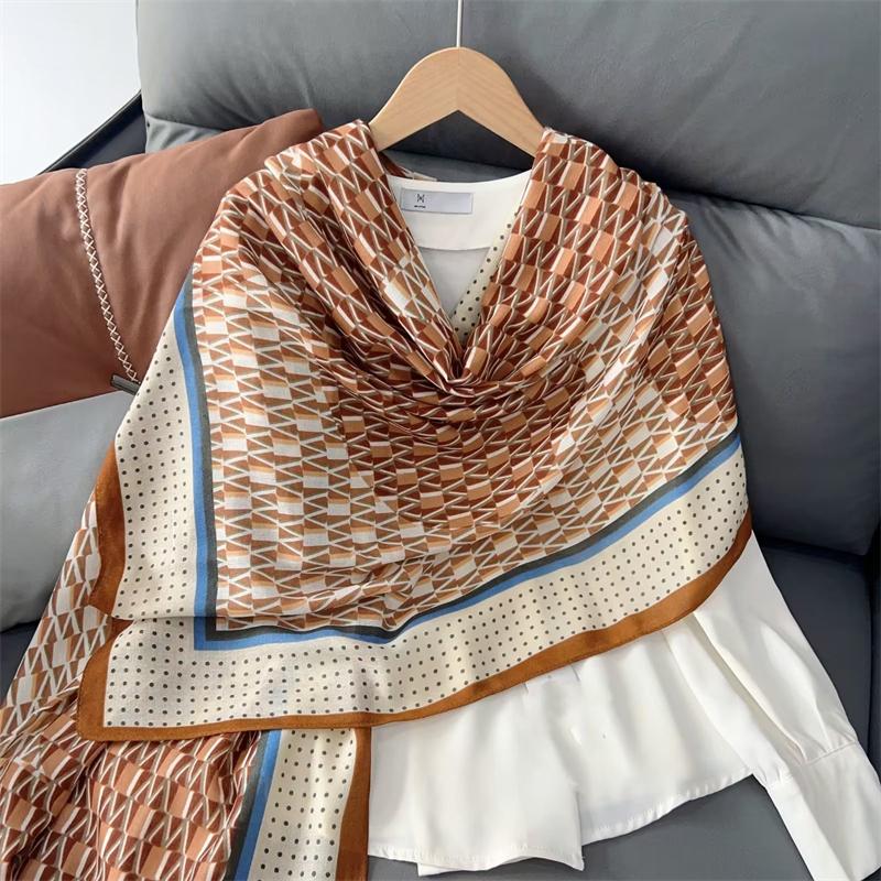 New Cotton Linen Scarf Versatile Printing Long Scarf Spring Autumn Korean Style Shawl Outerwear Warm Fashionable Women'S