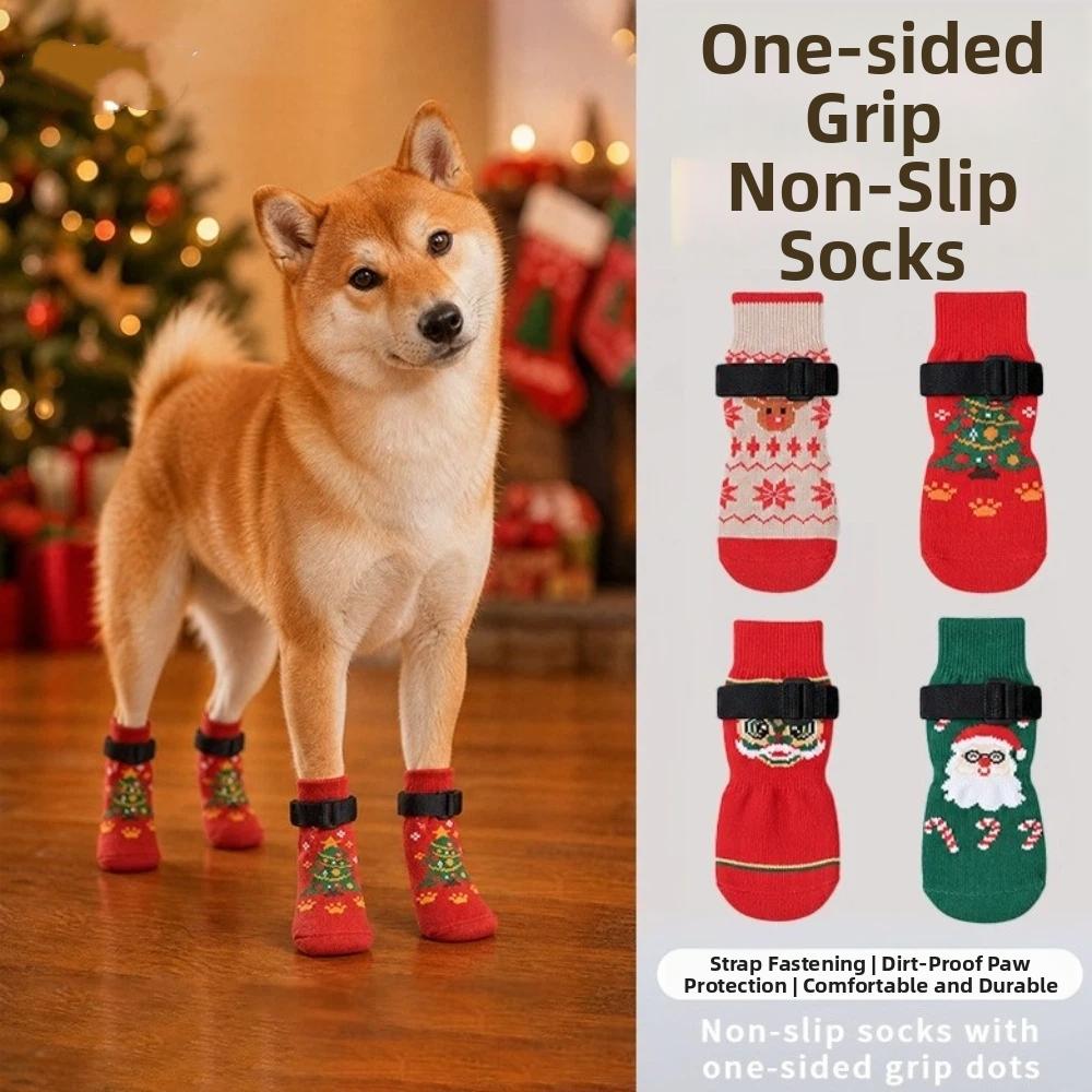 Breathable Non Slip Dog Socks Warm Paws Protectors Pet Boots Christmas Dog Socks Winter Season