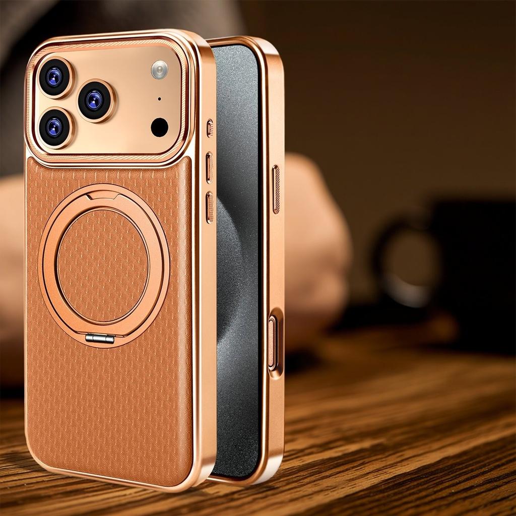 Premium Leather 360 Rotating Stand Case for iPhone 17 Air 16 15 14 Plus 13 Pro Max High-Quality Magnetic Closure Business Nobel