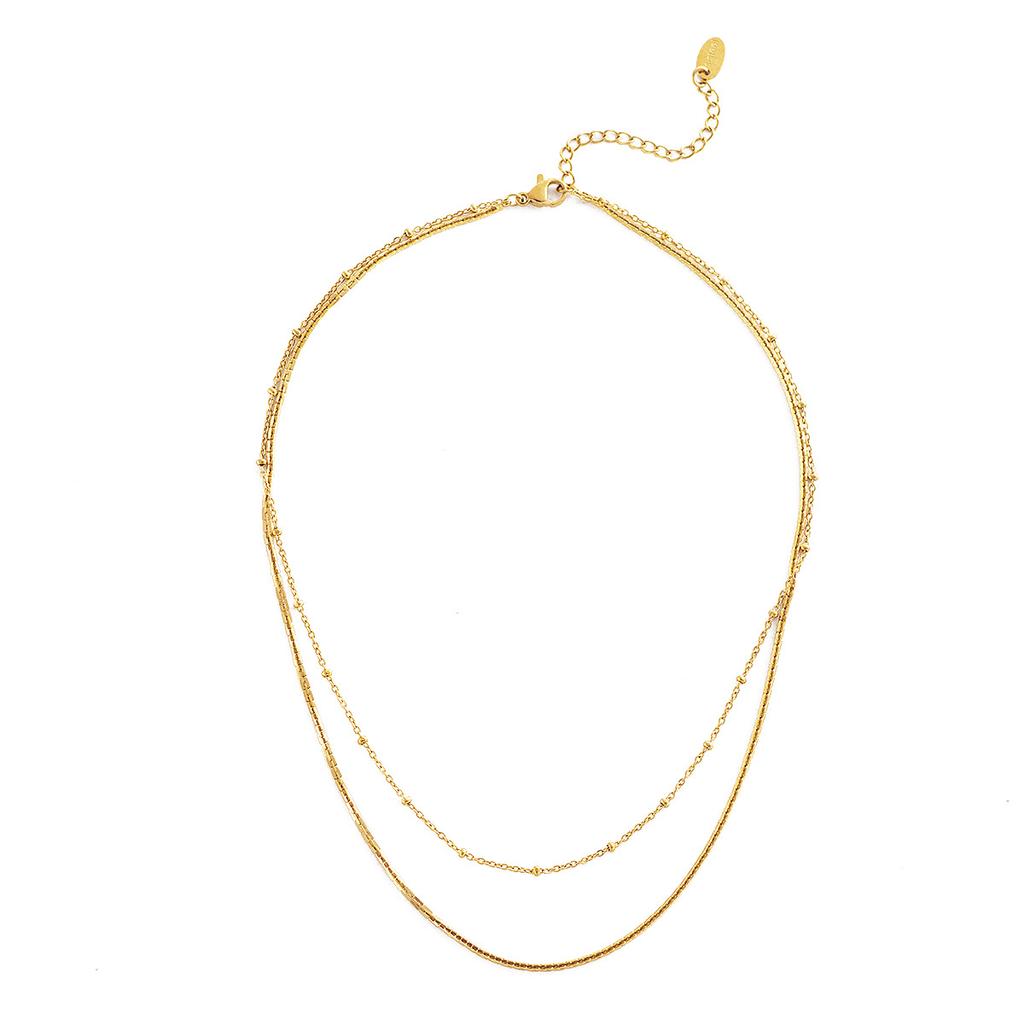 Multi-Layer Titanium Steel Clavicle Chain Plated With 18K Real Gold Does Not Fade Niche Design Light Luxury Women'S Necklace