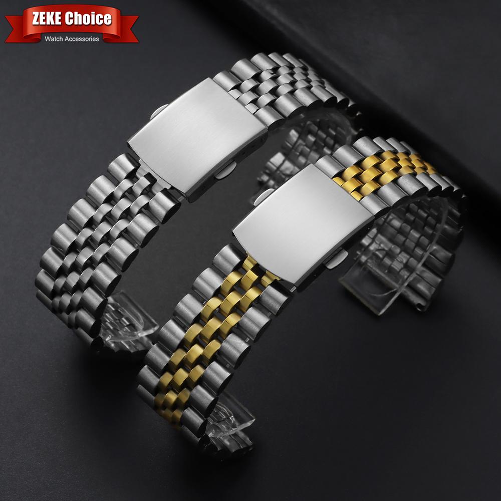 Folding Buckle Stainless Steel Watch Strap 18mm 20mm 22mm Universal Watch Bands for Men Adjustable Replacement Wristwatch Band