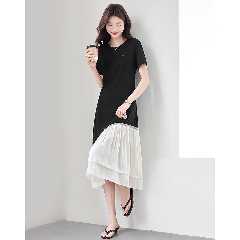 Women's Elegant Short-Sleeve A-Line Midi Dress