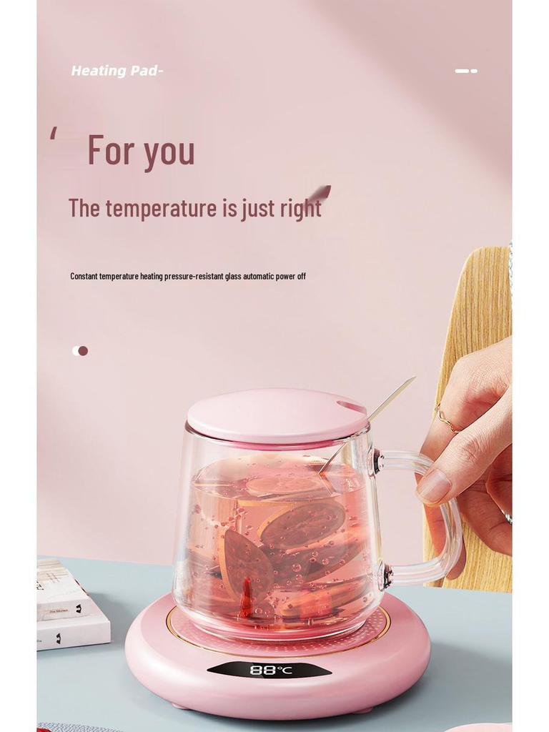 Three-Level Adjustable Temperature Cup Warmer with Insulated Coaster - 55 Degrees Constant Heating.