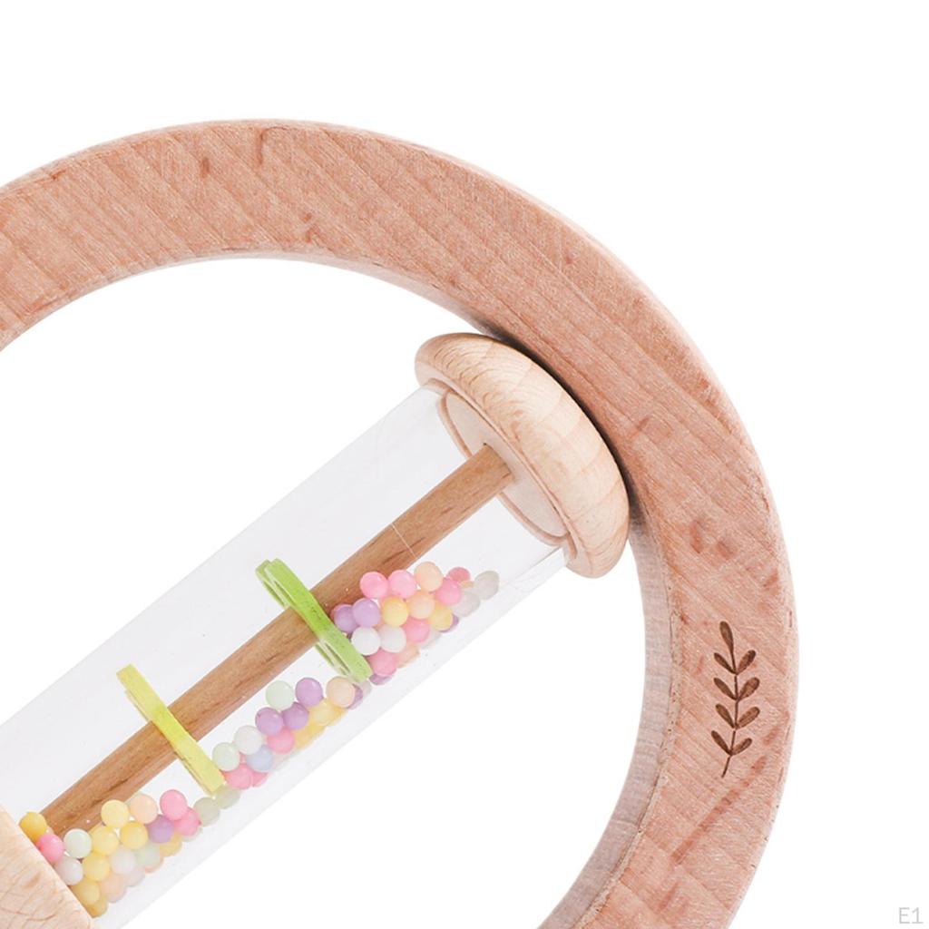 Wooden Baby Rattle Grasping Wood Teether Toy for 612 Months Boys Girls Gift