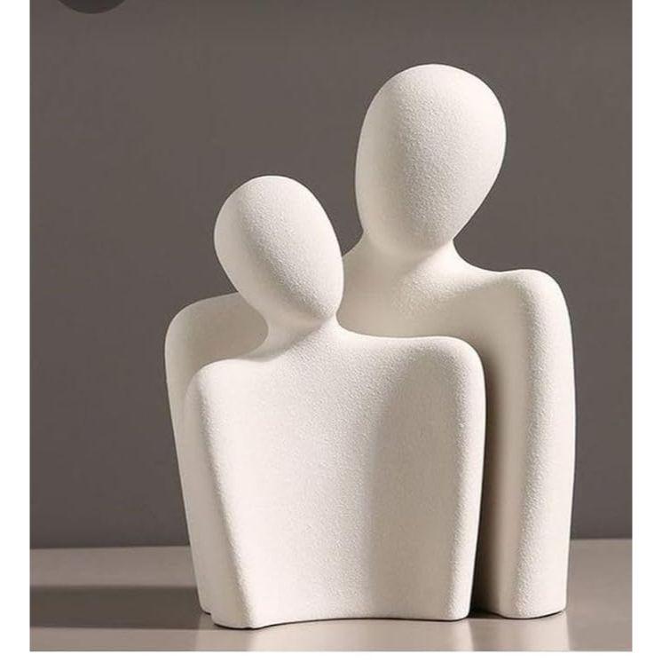 Couple Family Statue | Ceramic Thinker Sculpture | Home Decor Items for Living Room Show Piece | Table Artifact (Hugging Couple)