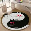 1pc Cats YinYang Office Round Area Rug, Indoor Mat Suitable ForOffice, Under Office Chairs Bedroom Living Room Home Decor, Room Deco 106