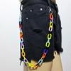 Hip Hop Punk Belt Chain Key Chain Ring Women Men Multicolor Resin Circle Heart Pendant Waist Chain Bag Car Jeans Skirts Pants