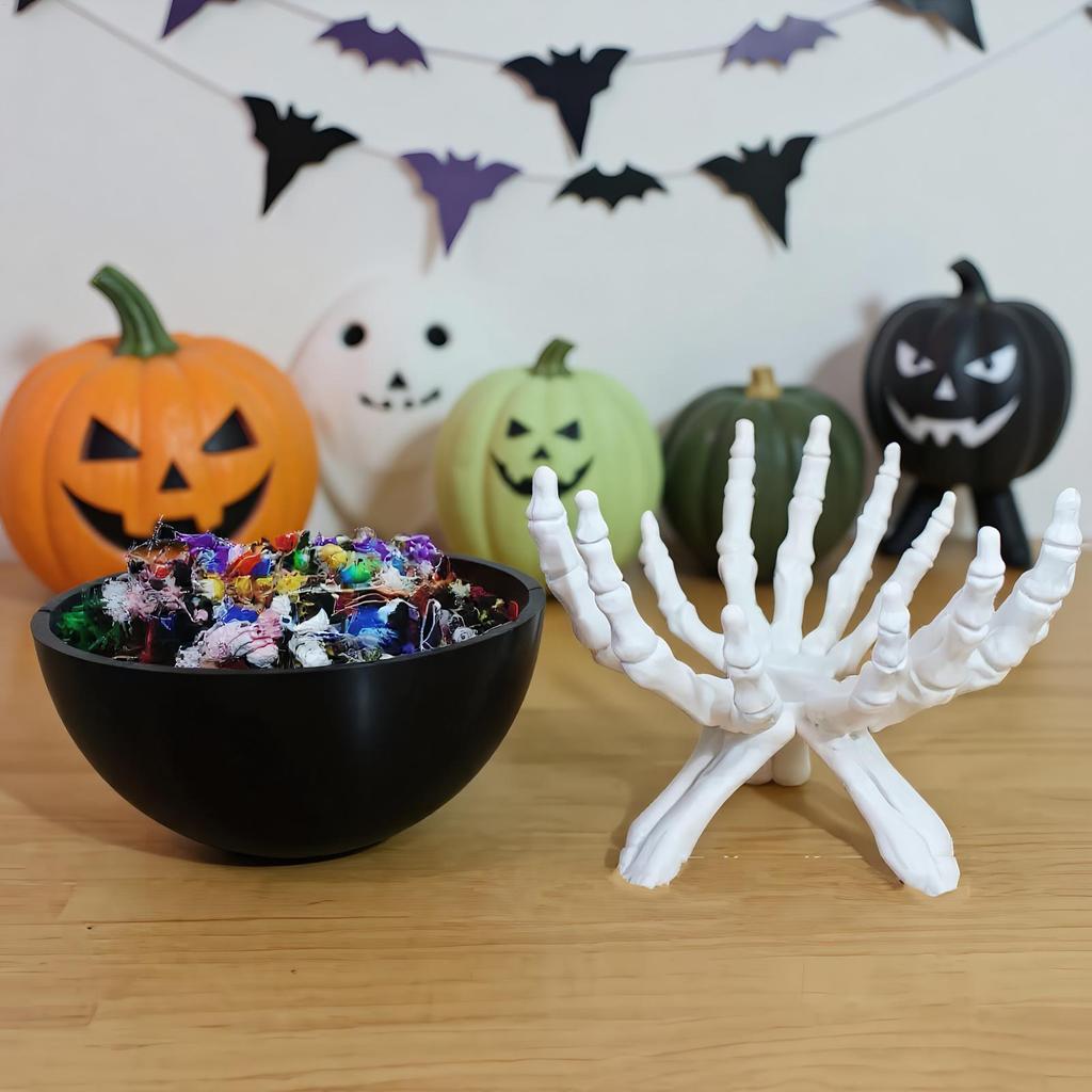 Halloween Candy Bowl Gothic Skeleton Hand Shaped Candy Storage Holder Scary Halloween Decorations Candy Organizer