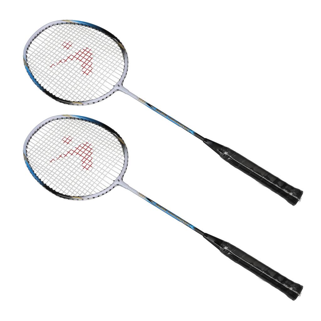 1 Pair Blue Badminton Racket Set Aluminum Alloy Comfortable Hand Grip Non Slip Badminton Racquet Kit