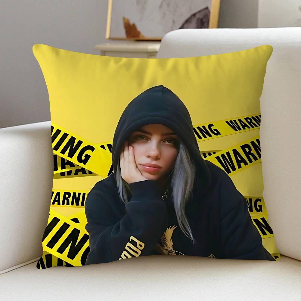 

Singer B-Billie-Eilish Personalized Pillow Cover Kids Bedroom Wild Party Decor Pillowcase Kid Birthday Shower Gift 16x16Inch