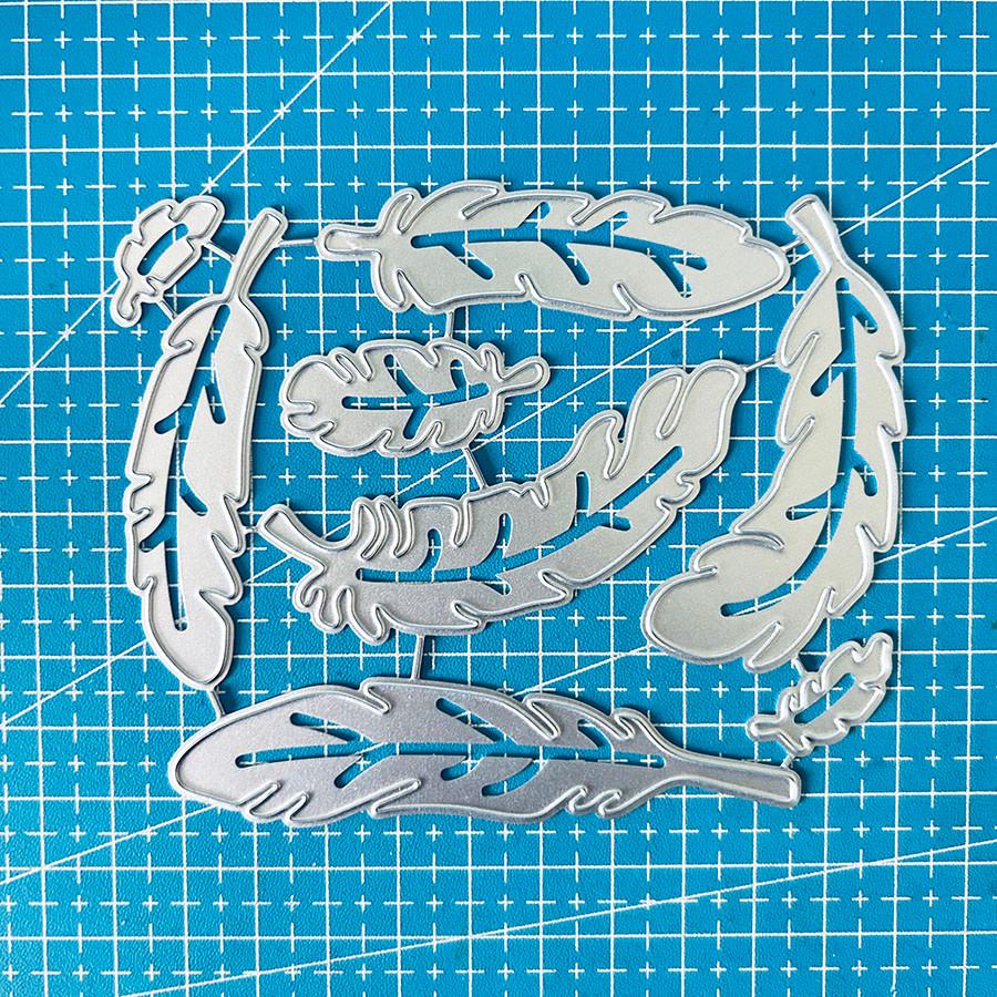 

8Pcs/Set Feathers Metal Cutting Dies Stencil for DIY Scrapbooking Photo Album Embossing Paper Cards Crafts Diecuts dies серебряный