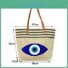 Handgewebte Strandtasche aus Gras mit besticktem Design mit blauen Augen für Reisen und Freizeit