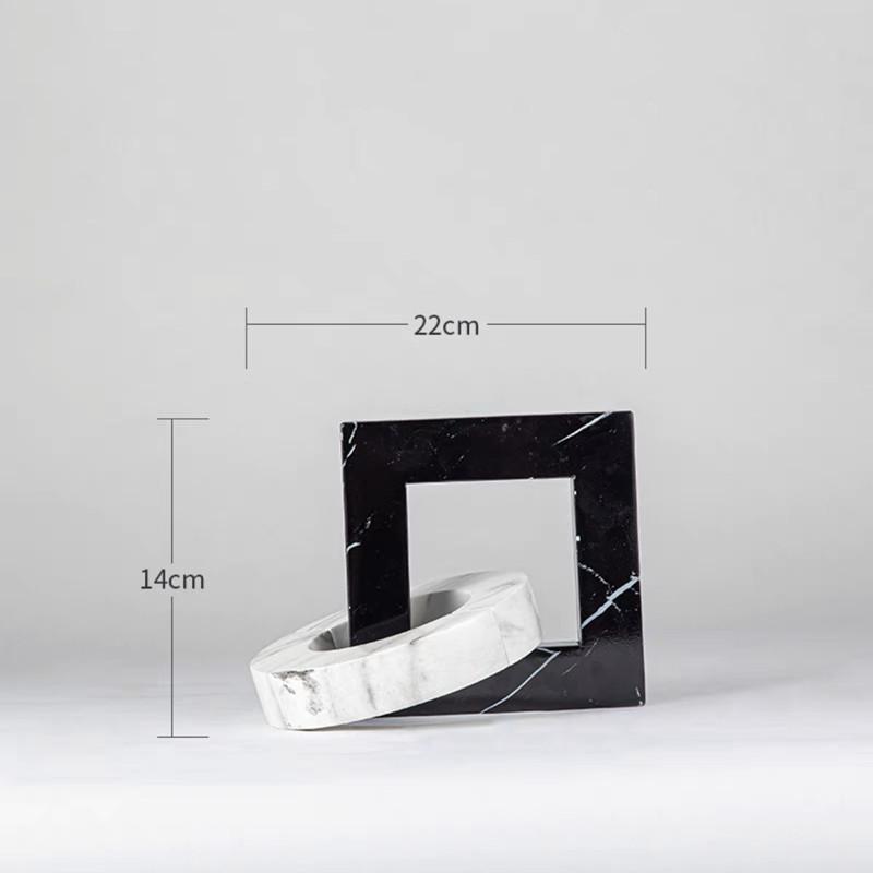 Black and White Marble Circular Knot Statue, Desktop Decoration, Creative Rope Knot Sculpture, Home Decoration Ornaments