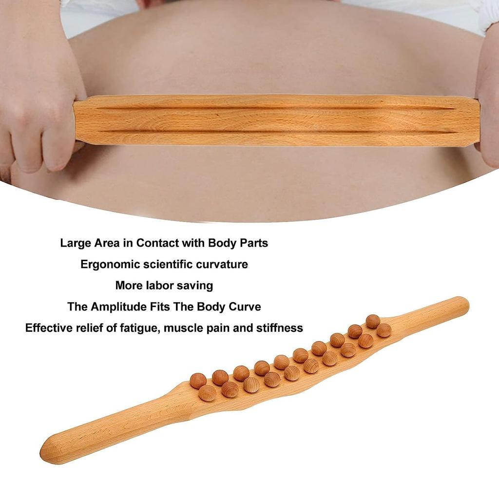 Snevad 20 Beads Gua sha Wood Stick Tools Wooden Therapy Massage Tools for Body Shaping for Body Shaping Lymphatic Drainage Massager Back Massage