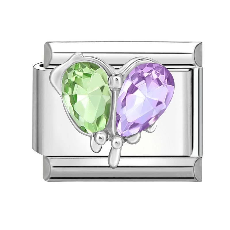 Y2K Zircon Cherry Bow Heart Butterfly Shiny Italian Charm Links Fit 9MM Bracelet Stainless Steel Jewelry DIY Making Jewelry