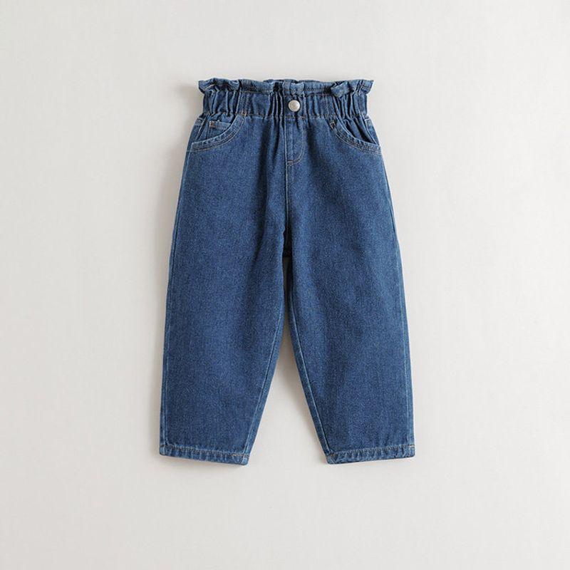 Mark Jenny Girls' Lace-Waist Versatile Denim Carrot Pants Baby Pants Pure Cotton Spring New Arrival 551528