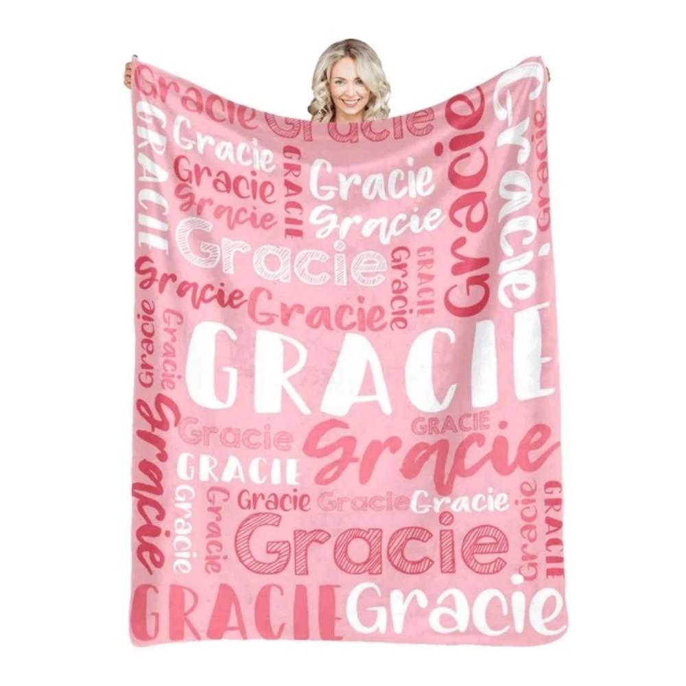 30 Colors Personalized Name Flannel Blanket For Girls Boys Letter Monochrome Customized Baby Adult Name Blanket Birthday Gift