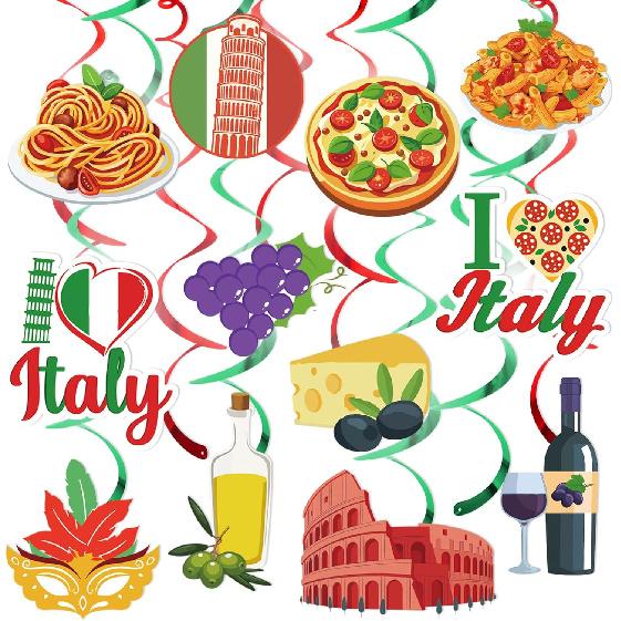 Italian Party Decorations Italian Hanging Swirls Italian Decorations Party Theme Italy Ceiling Decor