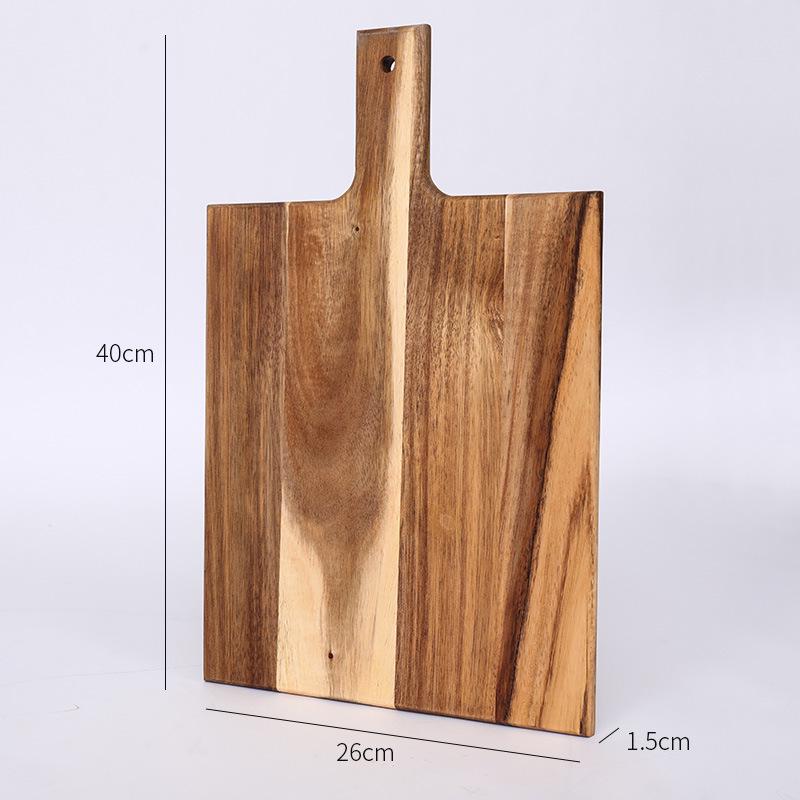 Acacia Wood Cutting Board with Handle - Hangable Chopping Board for Fruits & Steaks, Perfect for Kitchen or Photography Props.