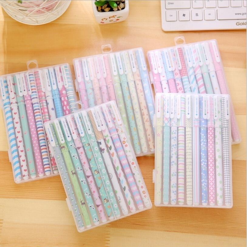 10pcs / Pack  0.38mm Korean  Gel Pens   School Stationery Office Lovely Flora