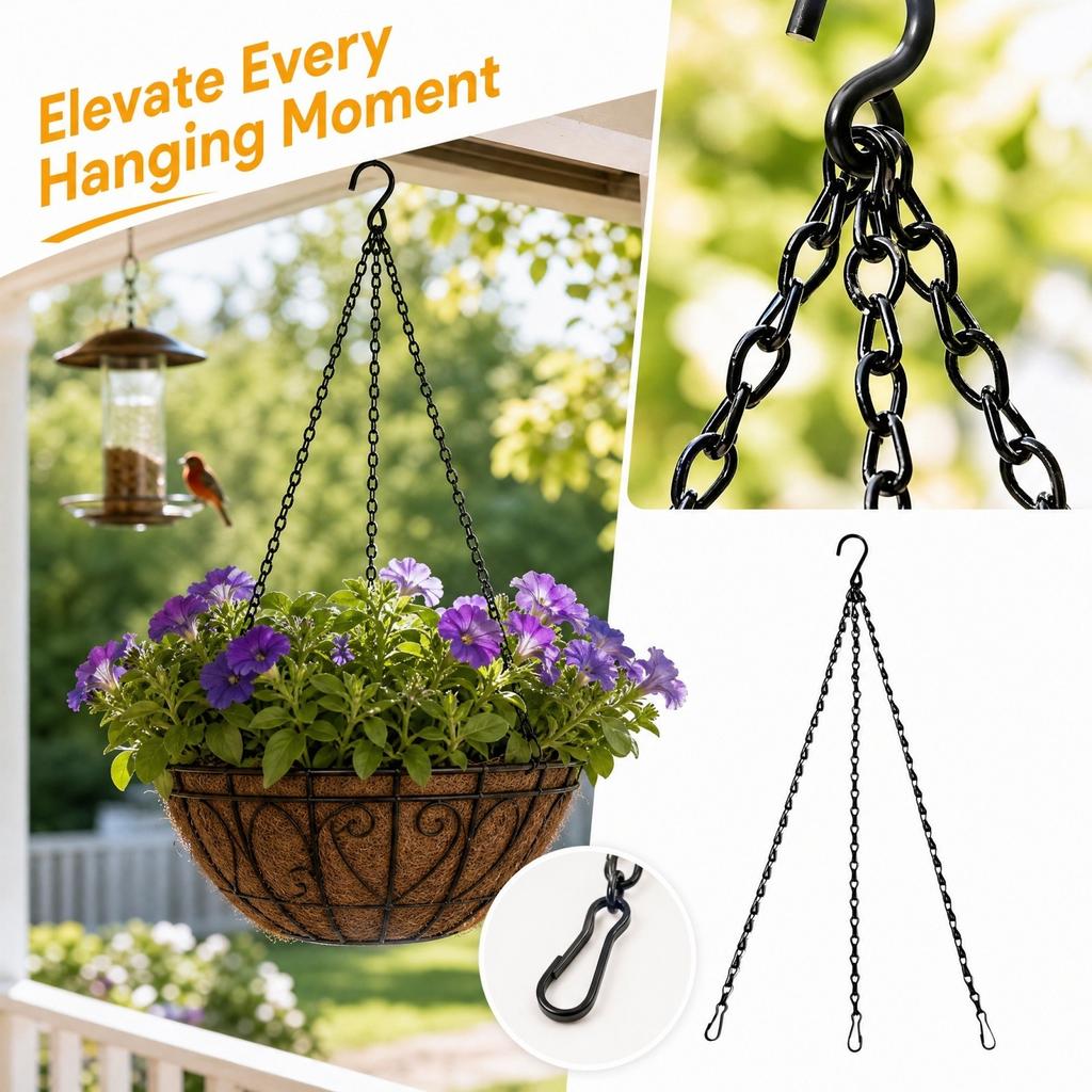 3-Pack 16-Inch Hanging Basket Chains for Bird Feeders, Wind Chimes and Outdoor Decor